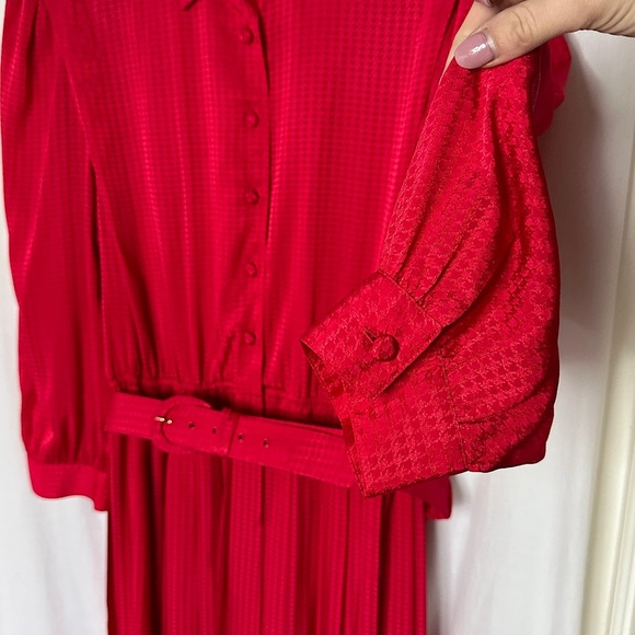 3/$20💥Vintage Appleseed’s Petite Red Front Button Down Belted Aline Retro Dress - Picture 12 of 17